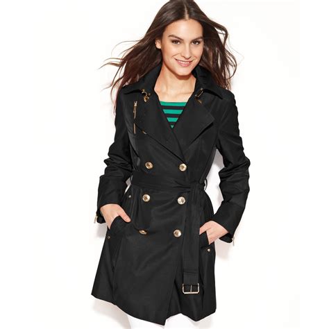 michael kors leather trench coat|michael kors winter coat women.